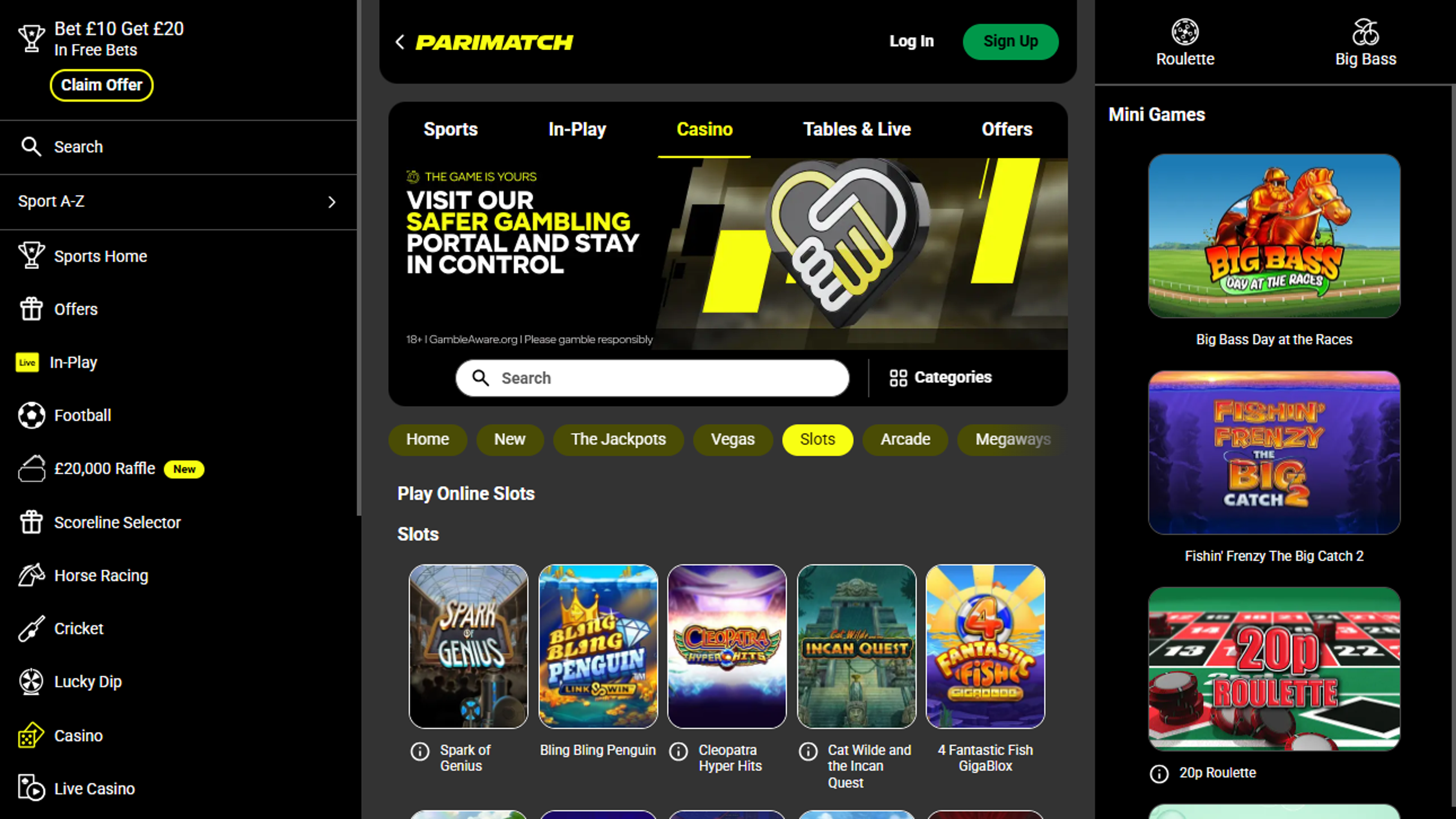 Parimatch desktop screenshot 1